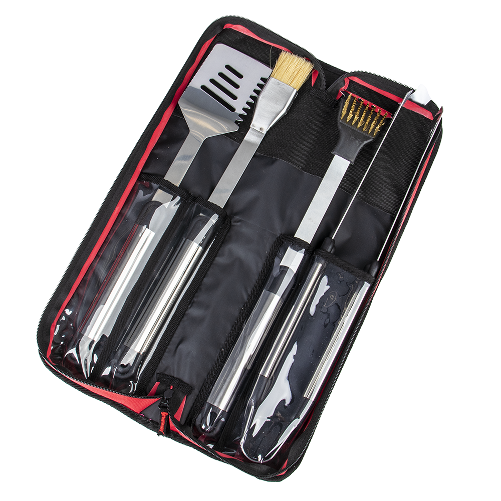 QFC-114 | Black- 7 piece pit master bbq set in carrying case